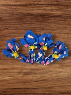 Pier 1 Bright Blue Butterfly Napkin Rings with Yellow Lemon Accents